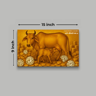 Gau Seva Harmony – Symbol of Nurture & Prosperity (Wooden Poster)