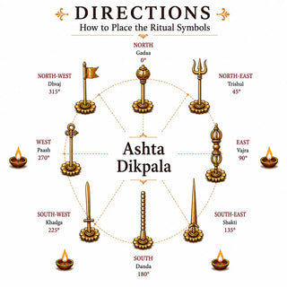 Ashta Dikpala brass yantra set for 8-direction Vastu protection