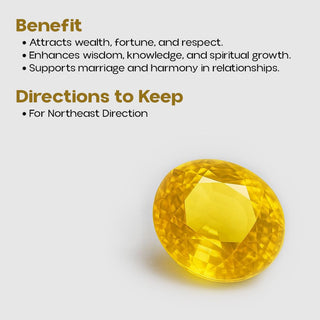 Natural yellow sapphire Pukhraj gemstone for wealth, wisdom and marriage harmony, North-East Vastu remedy