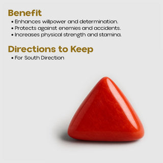 Natural red coral Moonga gemstone for willpower, strength and protection, South direction Vastu remedy