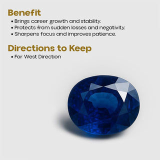 Natural blue sapphire Neelam gemstone for career growth and stability, West direction Vastu remedy