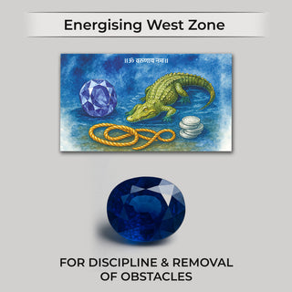 West zone Vastu poster with Blue Sapphire for career stability