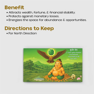 Kubera Mantra card for North direction - attracts wealth, fortune and financial stability