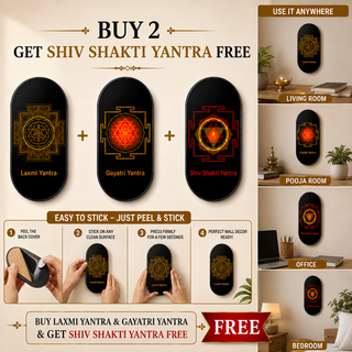 Laxmi Yantra, Gayatri Yantra, and Shiv Shakti Yantra peel-and-stick installation guide - easy to use in living room, pooja room, office, and bedroom