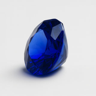 Natural blue sapphire (Neelam) gemstone, faceted cushion cut, alternate angle view