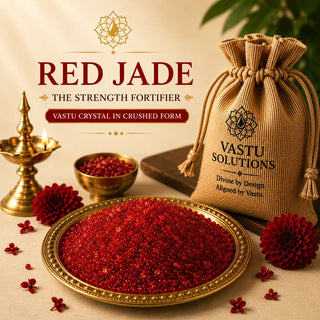 Red Jade crystal for Vastu placed in South direction for fame and courage