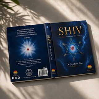 SHIV book by Dr Jayshree Om open flat lay showing price, ISBN and Vedic Vastu Living branding