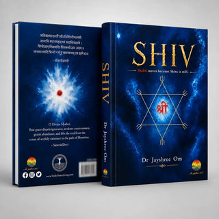 SHIV book front and back cover by Dr Jayshree Om showing spine and back blessing verse