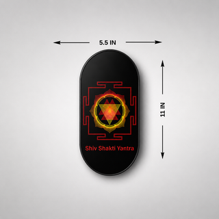 Shiv Shakti Yantra wall sticker - 5.5 x 11 inch size, black and red sacred geometry design