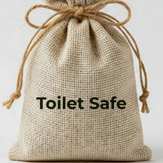 Toilet Safe crystal pouch 220gm - natural jute drawstring bag