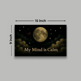 My Mind is Calm affirmation poster with full moon and stars, 15x9 inch, part of Vastu Harmony Combo