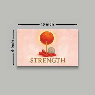 Strength affirmation poster with red sphere and Mars symbol, 15x9 inch, part of Vastu Harmony Combo